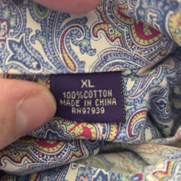 Alan Flusser Blue Paisley Casual Shirt Size XL - Picture 6 of 7